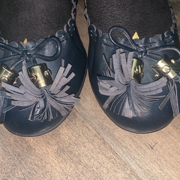 TORY BURCH NAVY BLUE REESE MESTICO BALLET TASSEL FLATS - Picture 6 of 8